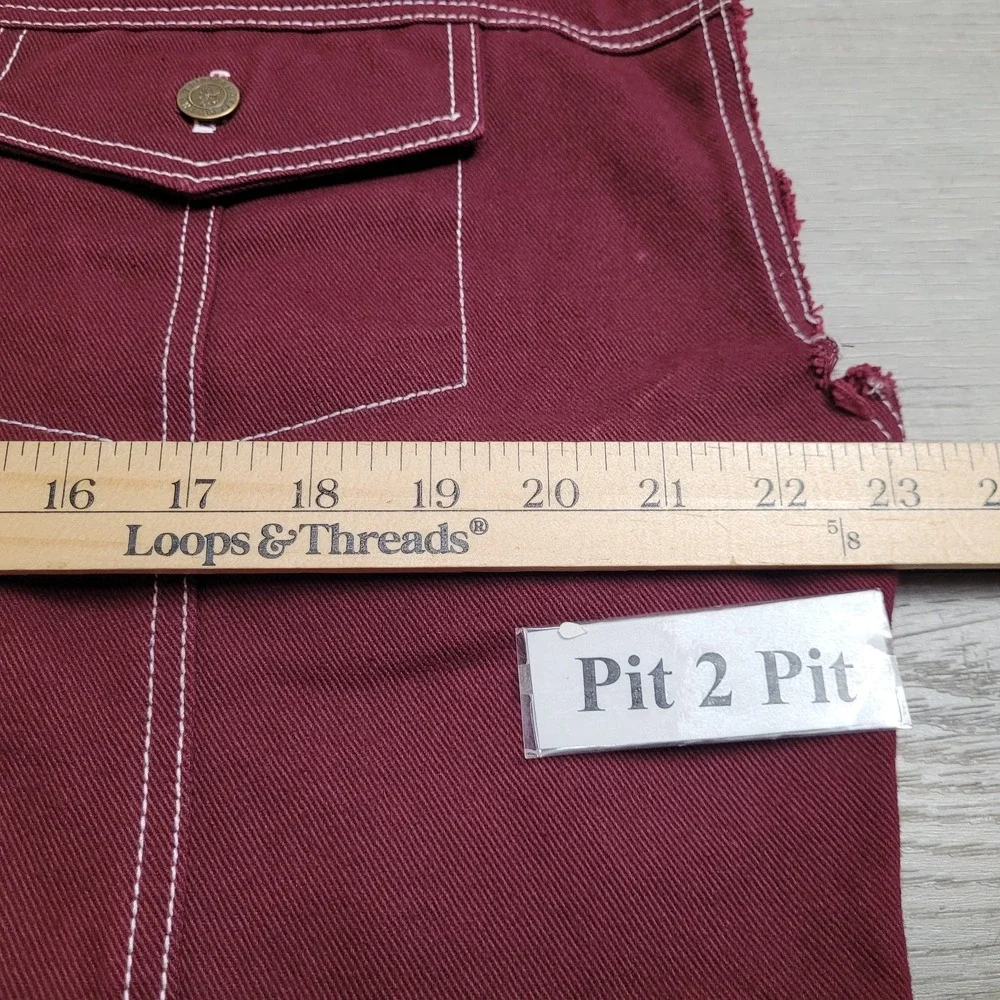 Vintage 90s NAVE Denim Jacket Vest Mens XL Burgundy Maroon Streetwear Made USA